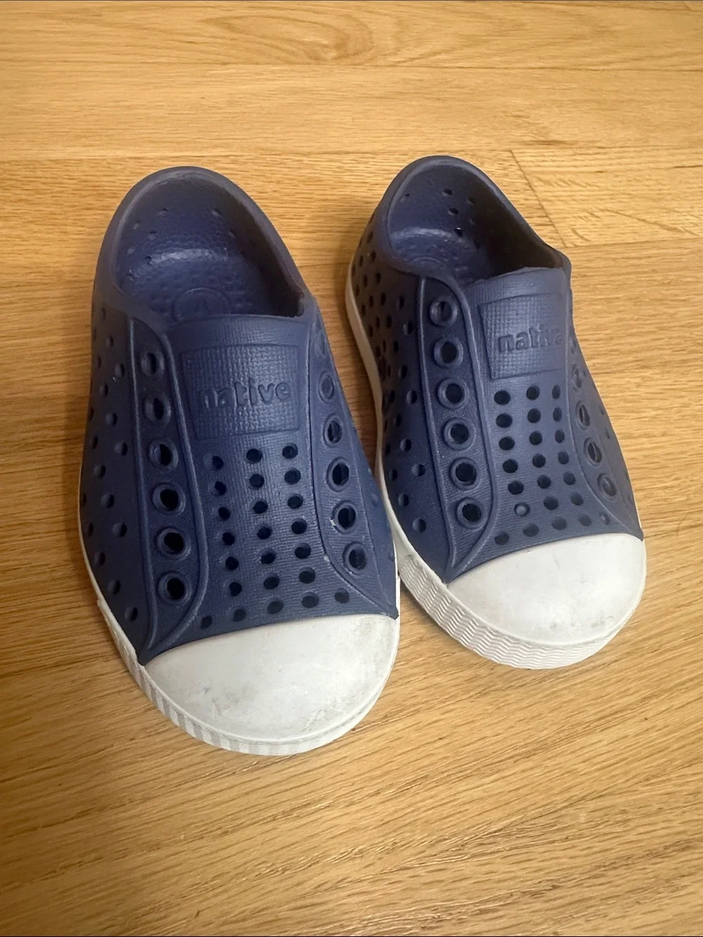 Native Kids Slip-On Water Shoes in Navy with White Toe